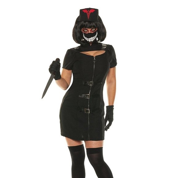 Underwraps Nurse Frightengale Costume Dress Hat Mask Evil Halloween Cosplay - Picture 1 of 6